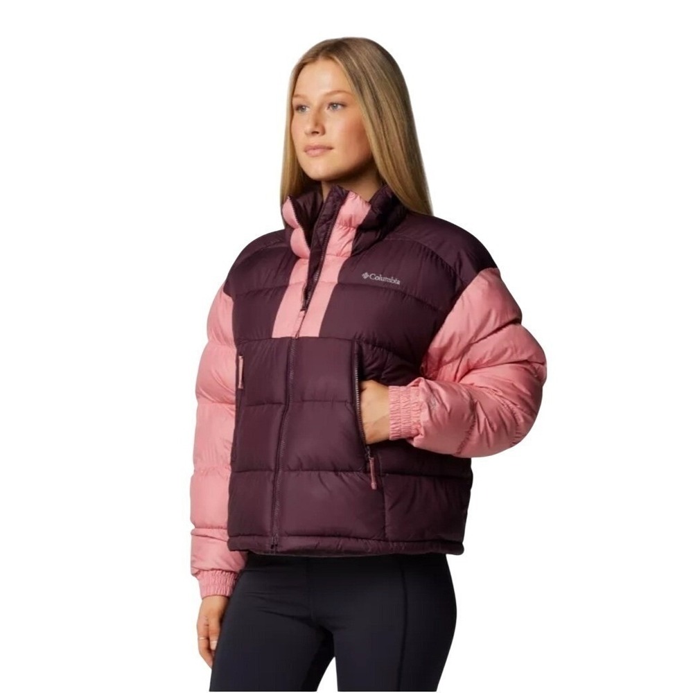 Columbia Pike Lake II Cropped Puffer Jacket Womens 2X Omni Heat Pink Agave NWT